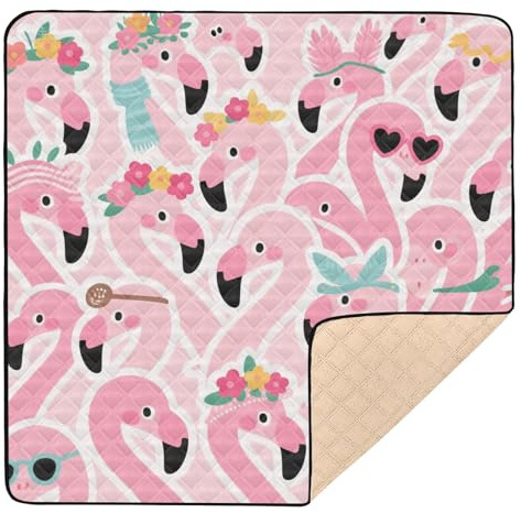 Baby-Gymnastikmatte mit niedlichem Flamingo-Motiv, groß, stilvoll, für drinnen und draußen, wasserabweisend, für Babys, Kleinkinder, 127 x 127 cm