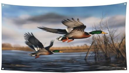 Jagd fliegende wilde Enten – Druck personalisierbar Event Hintergrund Banner – Outdoor/Indoor Dekor mit Metallösen für Festivals & Partys