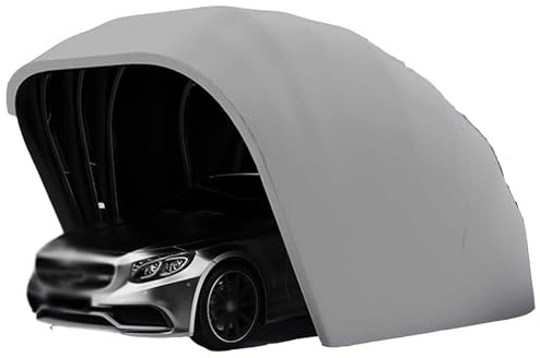 Carport in acciaio inox resistente, tenda pieghevole retrattile per auto, riparo portatile e durevole, garage pieghevole mobile, 6,4 x 2,7 x 2,7 m