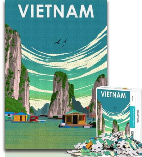 Vietnam Country Poster 1000-teiliges Puzzle für Teenager-Geschenke, dekomprimierendes intellektuelles Lernspielzeug, tolle Geschenke und Spielzeuge, 50x75cm