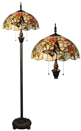Five liters Tiffany Stil Buntglas Stehlampe Handgefertigt 165 cm Hoch Antik-Leselampe mit 40 cm Lampenschirm für Wohnzimmer Schlafzimmer