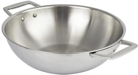 Cristel - Wok en inox à 2 anses fixes, Ø 28 cm, CASTEL PRO 5 PLY