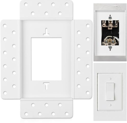 Saysurey 1 Gang Flush Drywall Receptacle Mount White Elegant Wall Mount for Receptacles and Electrical Outlets Home Commercial Spaces