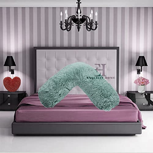 INZI TEXTILE Fleece Pillowcase V Shaped Cover Only Teddy Cuddles Fleece Super Soft Pillow Case, Luxury Cosy Anti-Pill, Machine Washable (Colour: Duck Egg)