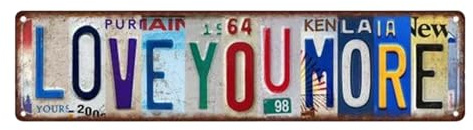 xowwyue Love You More Wall Decor, Vintage Metal Wall Street Sign, Romantic Decorative Tin Sign License Plate For Women Men Bedroom Living Room Porch Garden