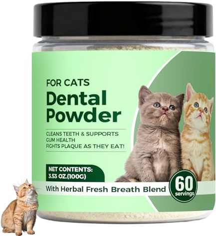 PLYNXE Dental Powder for Cats, Cat Dental Powder with Probiotics & Seaweed for Cats Teeth & Breath Support, 60-Day Supply (1)