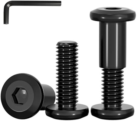 YOOZIYA 10 piezas M8x30mm Tornillos de Unión para Muebles de Acero Inoxidable A2 V2A 304,Tornillos Allen con Cabeza Plana y Tuercas de Casquillo Negros,Conectores para Madera,Armarios,Camas