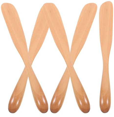 LIFKICH Set di 5 Coltelli da Dessert in Legno Beige per Burro e Marmellata, Utensili da Cucina per Creare Un'atmosfera Estiva Durante Baking Riutilizzabile