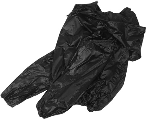 BATHVEVE Traje de Sauna con Capucha Negro XL para Hombres y Mujeres, Fabricado en PVC con Cierre y Puños Extendidos, Adecuado para Running y Entrenamiento HIIT