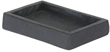 axentia Seifenschale Granada - Seifenhalter aus Schiefer - Seifenablage in - Badzubehör für Waschbecken, Dusche und Gäste-WC - Ablage für Seife, Holz, Anthrazit, 13.5 x 9.5 x 2.5 cm, 1 Einheiten