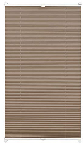 GARDINIA EASYFIX Plissee ohne Bohren, Zum Klemmen, Blickdichtes Falt-Rollo, Inkl. Aller Montage-Teile, 2 Bedienschienen, Taupe, 75 x 130 cm