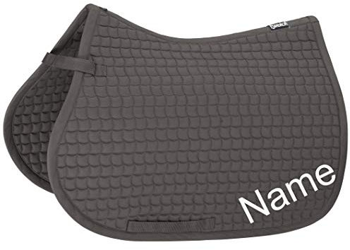 Eskadron anthrazit Cotton VS-Schabracke mit individuellem Namen Bestickt, Schriftart:Jacobal (Schreibschrift verschnörkelt), Garnfarbe Maderia:Dark Purple 1922