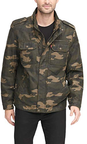 Levi's Washed Cotton Military Jacket (Regular & Big & Tall Sizes) Chaqueta Ligera de algodn, Camuflaje, XS para Hombre