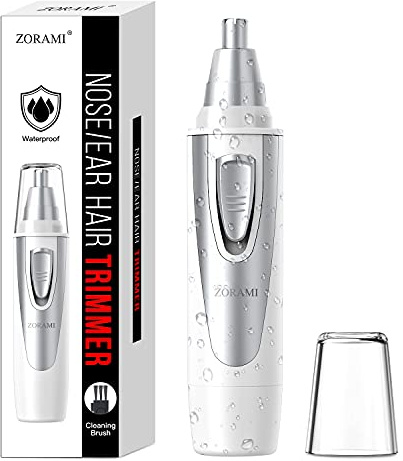 Ear and Nose Hair Trimmer Clipper - 2026 Professional Painless Eyebrow & Facial Hair Trimmer for Men Women,Battery-Operated Trimmer with IPX7 Waterproof,Dual Edge Blades for Easy Cleansing White