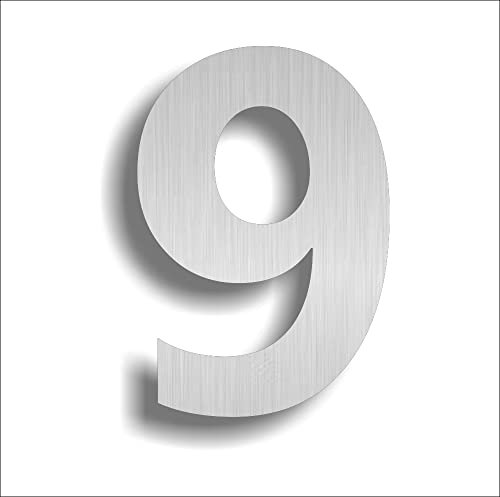 12 cm in acciaio inox 304 numeri civico galleggianti grandi lettere moderne per porta alfabeto, casa all'aperto, argento # 0-9 numeri per porta casa numeri esterni grandi (9)