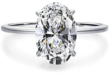 KnSam Damen Ring, Eheringe Und Verlobungsringe Oval 925 Silber Weihnachten Valentinstag Frau Mädchen Zirkonia Ring Silber Gr. 60 (19.1)