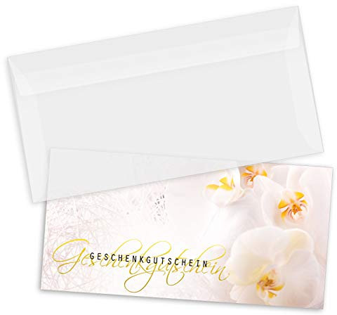 GESCHENKGUTSCHEINcom by POS-HAUER. Gutschein-Set. 10x Gutschein + Kuvert. Für Fußpflege Podologie, blanko zum selber Ausfüllen.