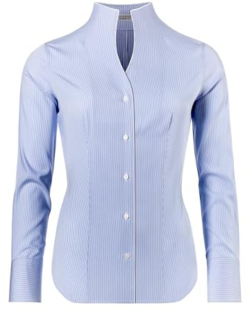 Vincenzo Boretti Blusa, Modern-Fit/Taglio Abbastanza Aderente, Colletto Alto, a Righe - Facile da Stirare Blu/Bianco 44