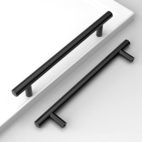 Amerdeco 10 Stück Möbelgriffe Edelstahl Schwarz 160mm Lochabstand Schrankgriffe für Küche, Schubladen & Kleiderschrank UK0024