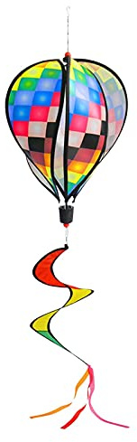 Maodom Spinners à Vent en montgolfière - Spinner à Vent pour Ballons à air Chaud Arc-en- Moulin à Vent Jardin cinétique avec Le décor Suspendu coloré Queue pour la Cour