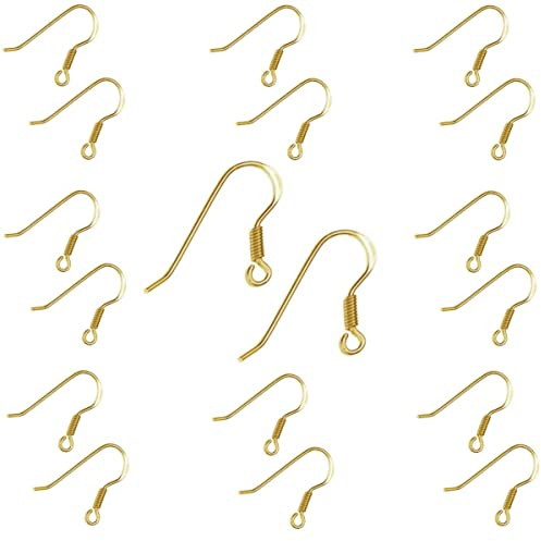 My-Bead 10 Paar Ohrhänger Ohrhaken 18mm 925 Sterling Silber vergoldet Fischhaken Gold Schmuckherstellung basteln DIY