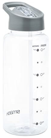 Smash 1 Litre Water Bottle with Water Timings, Grey