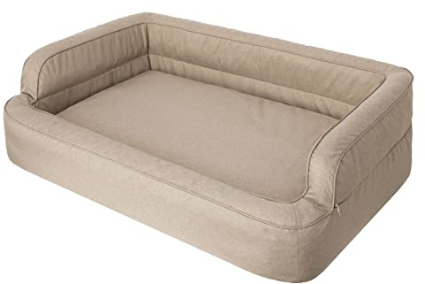 DOGGY Hundebett, Katzenbett, Hundesofa, Abnehmbar Bezug, Hundekorb, Hundekissen, Möbel für Tiere, Hundeliege, Schlafplätze, L: 78x47 cm, Beige
