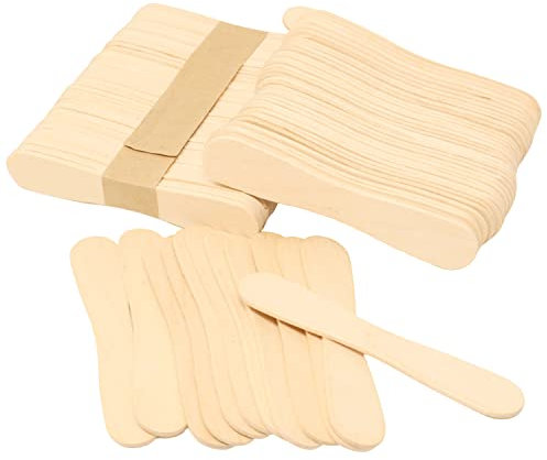 yueton Lot de 100 cuillères jetables en bois pour crème glacée, échantillonnage, petites cuillères à dessert, yaourt, mini cuillères pour dégustation, échantillon, travaux manuels – 9,4 cm