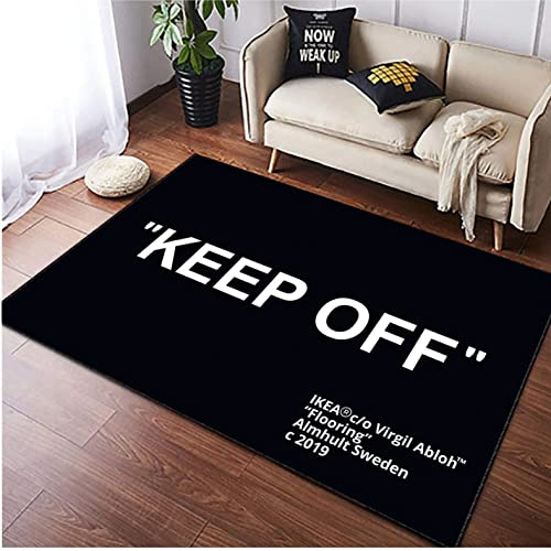 MBOAH Schwarzer Personalisierter Teppichläufer Modern 80X150cm Cool White Teppich für Ihren Teppich Wohnzimmer, Schlafzimmer, Esszimmer, Küche, Flur, Eingang oder Parkettböden