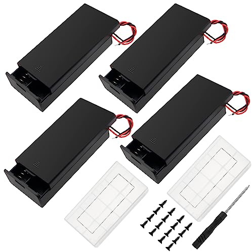 4 Stycken 18650 Batterihållare, KUOQIY 2 x 3.7V Batteri Förvaringslåda med Ledningar & ON/OFF-omkopplare & Lock, med 2 Stycken Batteriförvaringslåda i Plast & Skruvmejslar & Skruvar