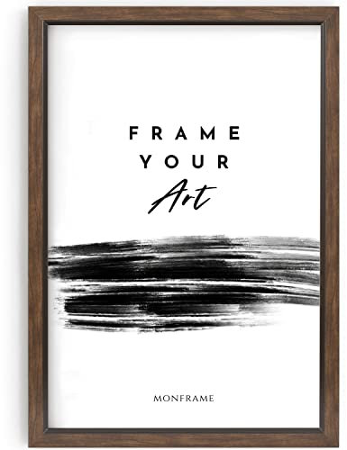 Monframe Bilderrahmen Bellevue - 42x59,4 cm DIN A2 - Nussbaum - Posterrahmen mit Acrylglas - MDF Holz Rahmen