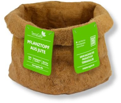 TerraGala Jute Blumentopf | 30 Liter | 10 Stück | Pflanzsack aus Jute | Blumentopf | kompostierbarer Pflanztopf | Übertopf aus 100% Naturfasern