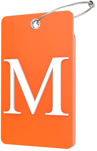 Gostwo 2 Pack Luggage Tags for Suitcases, 26 Initial Letter Travel Luggage Baggage Identification Labels ID Tag Fully Bendable Tags with Stainless Steel Loop (Orange) (Letter M)