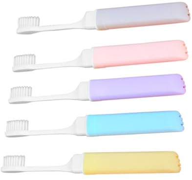 Gatuida Faltbare Zahnbürsten Tragbar und Verschleißfest 5 Stück-pack mit Weichen Borsten aus Kunststoff und Polypropylen Zufällige Farbe für Unterwegs für Reisen und Haushalt
