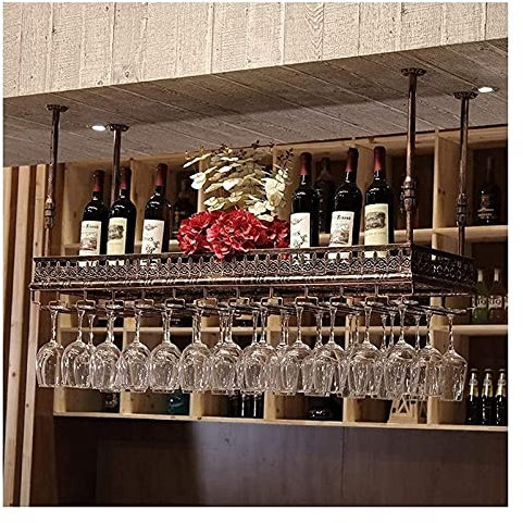 DDNGEJ Portabottiglie sospeso con portabicchiere e ripiano, portabicchieri da Recinzione, portabicchieri, portabicchieri da Vino, portabottiglie sospeso, portabicchieri da Bar, Upside n