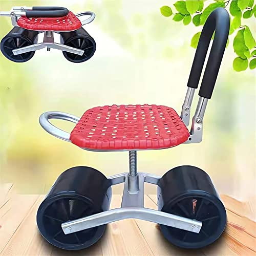 Gartenwagen mit Rollsitz, Mobile Hockerbank, Verstellbarer rollender Gartenwagen mit Sitz, um 360° drehbarer Gartensitz auf Rädern für Gärtnerpflanzen