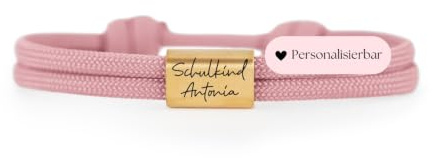 myGreta Segeltau Armband mit Namen Gravur Kinder Mädchen Schulanfang | Personalisierbar mit Name & Motiv, Edelstahl & Nylon, verstellbar, handgefertigt in DE, für Schulkind & Einschulung