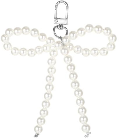 Mabor Taschenanhänger Damen,Schleife Taschenanhänger Perlen Taschen Anhänger Y2k Bag Charms Süße Schlüsselanhänger Auto für Damen Armband Anhänger Mehrzweck Schmuckzubehör für Schlüssel Taschen