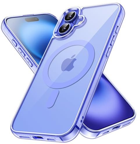 JETech Cover Magnetica per iPhone 16, Blu Oltremare | Compatibile con MagSafe, Custodia Bumper Antiurto, Antigraffio, Retro Trasparente