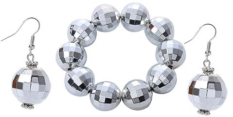 LIFKOME Disco Ball Armband Mit Party Ohrringen Discokugel-schmuck Tanzparty-accessoires Dekoratives Schmuckset Für Festlichkeiten