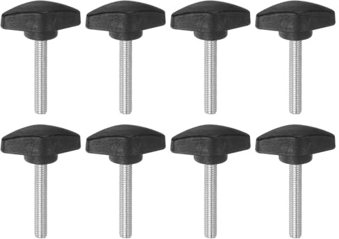QUARKZMAN 8 Stück Rändelschraube Flügelschrauben Kunststoff T-Flügelknöpfe M6 x 40 mm Metrische männliche Gewindestifte T-Kopf Kunststoffknöpfe Daumenschraube, Schwarz
