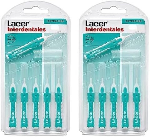 INTERPROXIMAL - Cepillo Interdental Recto Extrafino 6 Unidades, Mango Bimaterial y Antideslizante, Cuello Flexible, Máxima Eficacia, Filamentos Tynex, Previene y Elimina la Placa Bacteriana