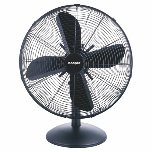 Kooper Ventilatore da tavolo 4 pale, in acciaio, 3 velocità con oscillazione, 50 W nero