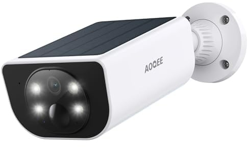 AOQEE 2K Überwachungskamera Aussen Solar - Kamera Überwachung Aussen Akku Kabellos mit Solarpanel, 2,4 GHz WLAN Aussenkamera Outdoor mit PIR-Bewegungserkennung, 2-Wege-Audio, IP65, Farbnachtsicht, S1