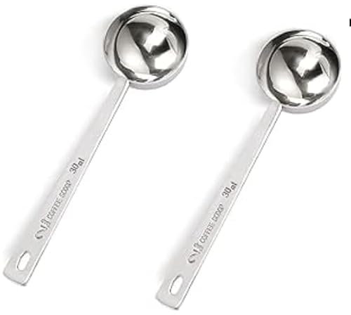 2 Pieces 1 Tablespoon Scoops with Long Handle, 15 ml (1 Tablespoon) Capacity - Durable, Rust-Proof Coffee and Kitchen Scoops for Measuring Coffee, Milk, Tea, Flour, and More