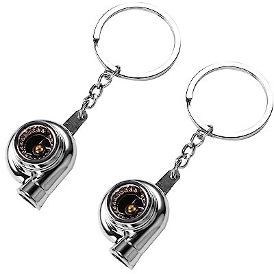 JECOMPRIS 2stücke Auto Schlüsselanhänger Aus Langlebiger Turbolader Design Silberfarbene Anhänger Auto Zubehör Geschenk Für Autoliebhaber Und Partys