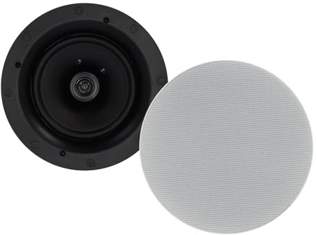 Rockville Elite C68 Deckenlautsprecher, 16,5 cm, 8 Ohm, schwenkbarer Hochtöner, 6 dB Dämpfung, hochwertiger Crossover, magnetischer Grill, 600 W Heimkino-Sound, 1 Paar