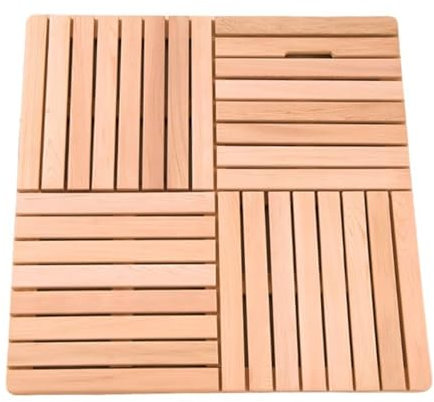 Blazea Groß Caillebotis Douche Bois Rutschfest, Natürlich Tapis de Baignoire für Badezimmer, Exterieur Holzbodenmatte, Badewanne/Spa/Pool/Wohnmobil Caillebotis Salle de Bain(90x90cm)
