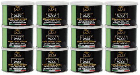 JaDy - Cera Depilatoria Aloe Vera | Uso Professionale | Delicata sulla Pelle Sensibile | Fragranza Avvolgente | Made in Italy | 400ML, Verde, Luxury Wax 12PZ