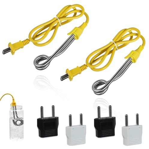 2-Pack Portable Immersion Heater Kit - 120V-300W,240V-600W, Instant Water Heater for Cups/Mugs, Ideal for Camping, Travel, Coffee/Tea/Soup, Electric Reheater
